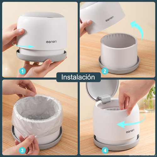 Mini Bote De Basura De Escritorio Con Tapa, Oficina En Casa Color Gris