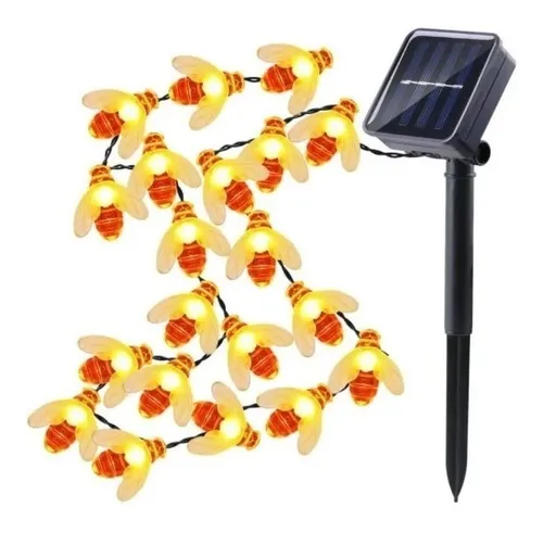 Guirnalda Solar Abejas 20 Led 5 Metros Calidas 
