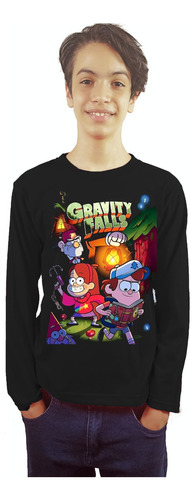 Polera Gravity Falls Manga Larga Estampada Dtf 002