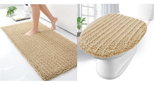 Alfombrilla De Baño En Chenille Suave Tamaño 40x24 Cm Y Tape