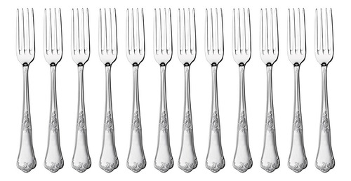Kit 12 Garfos De Mesa Hercules Classique Aço Inox 493-002p
