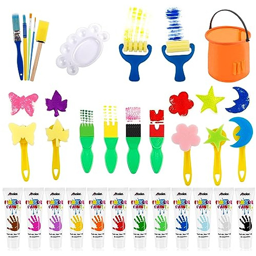 Kit De Pintura Para Dedos Lavable Para Niños Pequeños, 12 Co