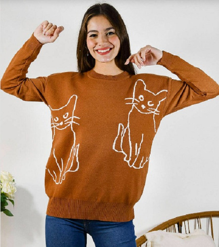 Sweater Pullover Importados Bremer Talle S / M Gatitos 