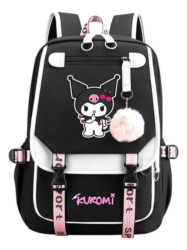 Mochila Escolar Kuromi Melody Peripheral De Gran Capacidad Negro