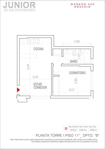 Imagen 13 de 14 de Departamento De 1 Dormitorio En Venta En Rosario