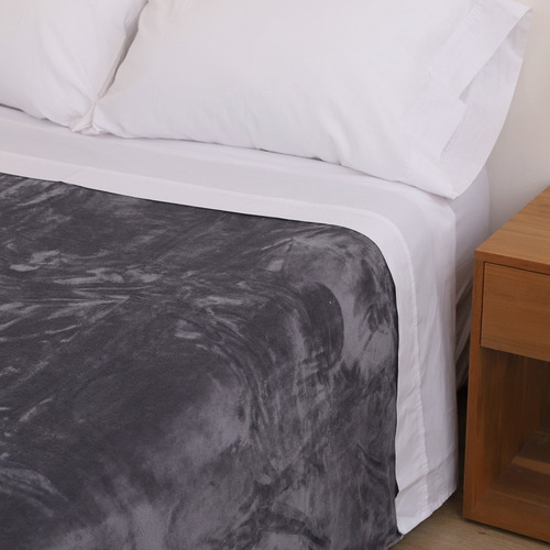 Frazada Flannel De Piel Queen Size Classic Super Suave Liso Gris Oscuro