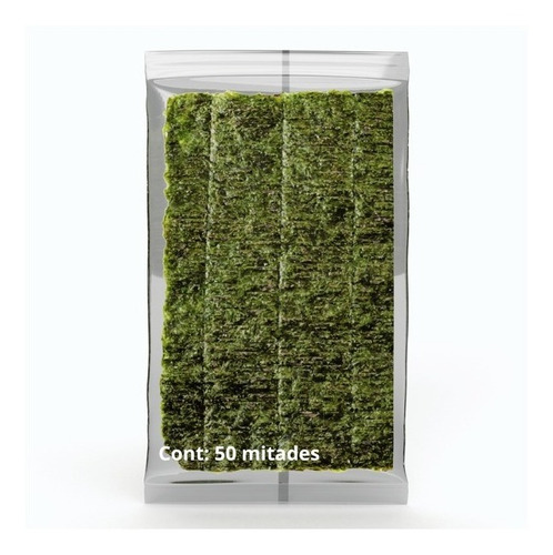 Alga Nori Tostada Para Sushi 50 Mitades 10.5cmx19cm