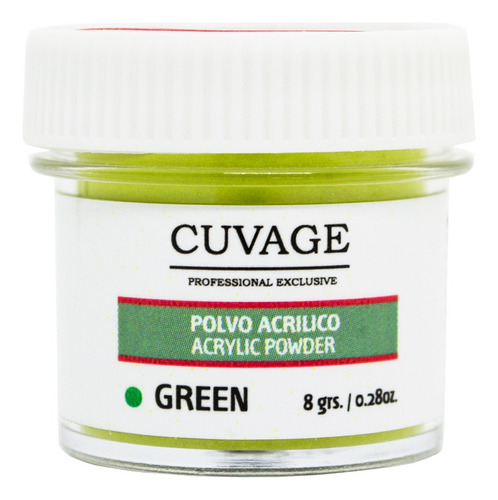 Cuvage Polvo Acrílico Polímero Pigmentado Color Uñas  X1 Color Green 8grs