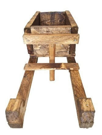 Imagen 5 de 6 de Maceta De Madera Tipo Jardinera De Carreta Mini