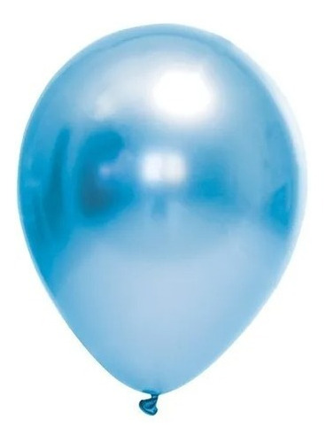 Kit 50 Balão Bexiga N° 9 Azul Cromado  Brilhante Látex