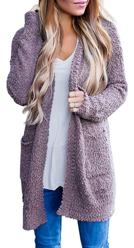 Chaqueta Cardigan Mujer Manga Larga Suave Confort Casual