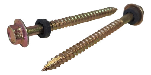 100 Tornillos Cab Hex Pun. Ranurada 14x3 Arandela Chapa Goma