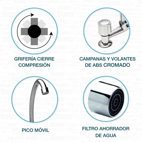 Imagen 6 de 10 de Metalica Griferia Moderna Cromada Cocina Mesada Canilla Gtia