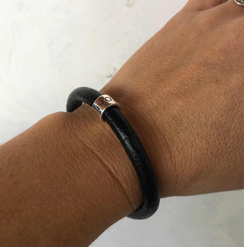 Pulsera De Cuero Con 1 Nombre Personalizado De Plata!!