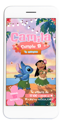 Tarjeta Invitación Digital Lilo Y Stitch Para Whatsapp 