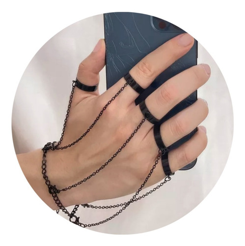 Pulsera De Cadena Con Anillos Gótico Punk Rock Hombre Mujer