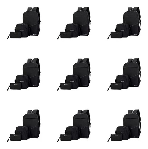 Mayoreo 15 Sets Mochila Para Laptop Con Mochila Cruzada Negro Liso