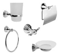 Comprar Set Baño 5 Piezas Gloa Kit Cromado Accesorios Salvinia Metal
