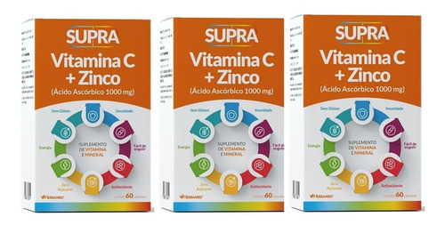 Supra Vitamina C Com Zinco Para Imunidade E Disposição 180cp