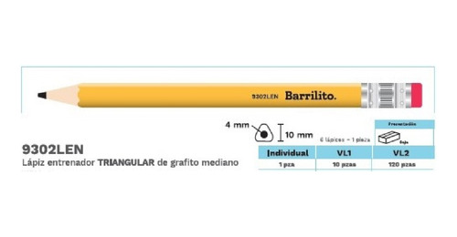 Lapiz Entrenador Triangular Barrilito Caja Con 6 Piezas