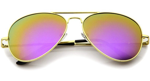 Lente De Sol Estilo Aviator Unisex Zero Uv Design/gold Mjnnf