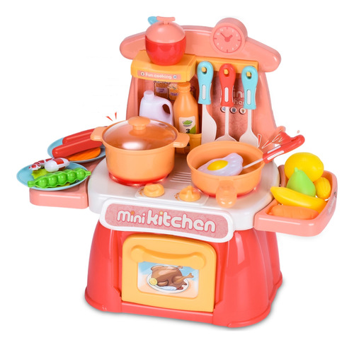 Kit Mini Cocina  Infantil Para Niña 27 Pcs Sonido Y Luz