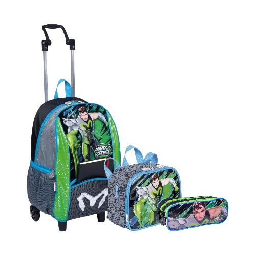 Kit Mochila Escolar Max Steel G Rodinhas 18y Sestini 2018