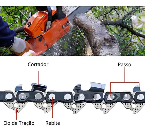 Corrente 18pol 66 Elos 3/8 1,5mm P/ Motosserra Husqvarna