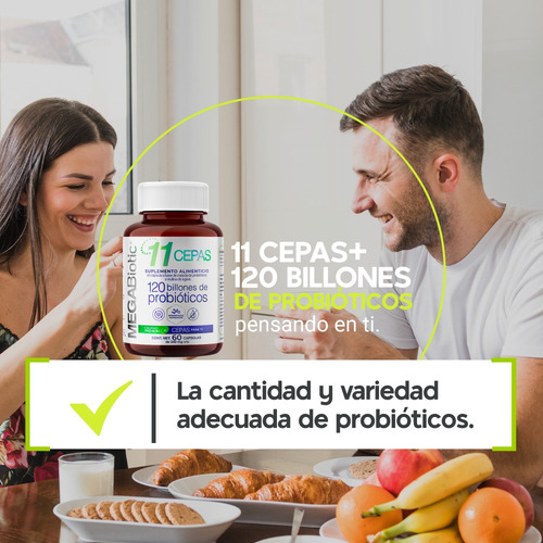 Imagen 5 de 7 de Megabiotic 11 Cepas De 120 Billones Probioticos 60 Capsulas
