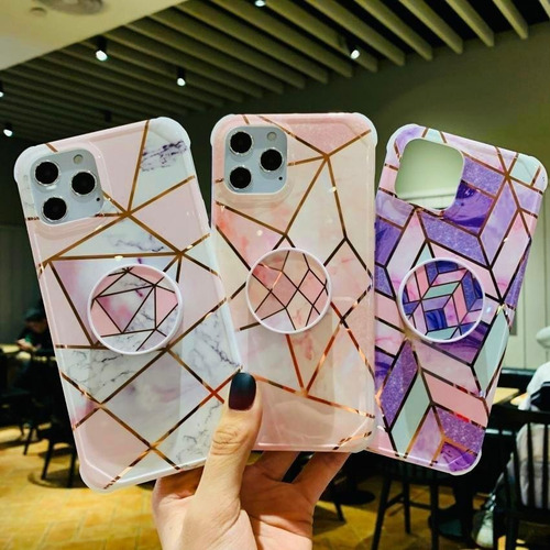 Imagen 8 de 10 de Funda Galaxy Marmol +pop Geometria Dama Mujer Protector Case