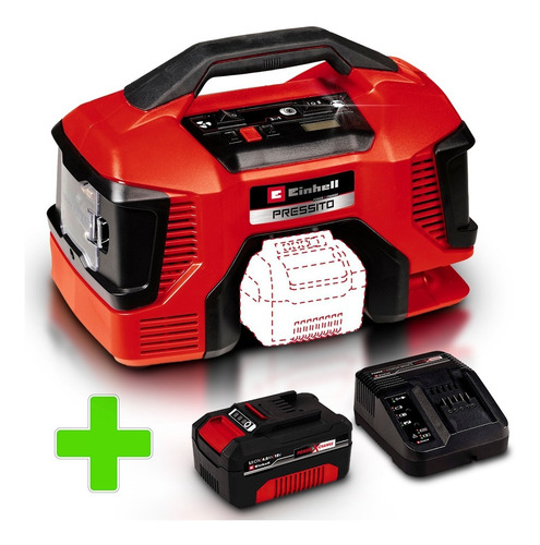 Imagen 1 de 8 de Mini Compresor Inalambrico 18v Einhell + Kit Bateria 4 Amp