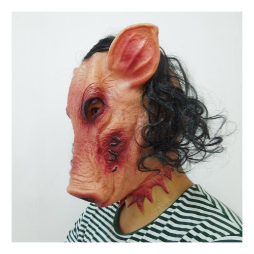 Yi Cabeza De Cerdo Halloween Con Pelo Latex