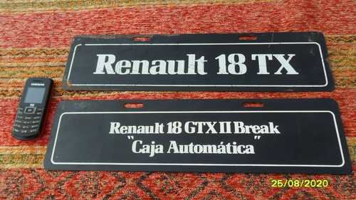 Chapa Tipo Patente Publicidad Renault 18 Tx Break $ C/u 