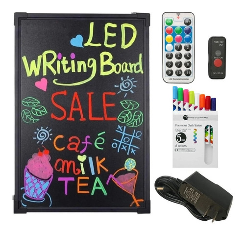 Pizarra Led 70x50 Cartel Luminoso + 8 Fibrones Fluorescentes