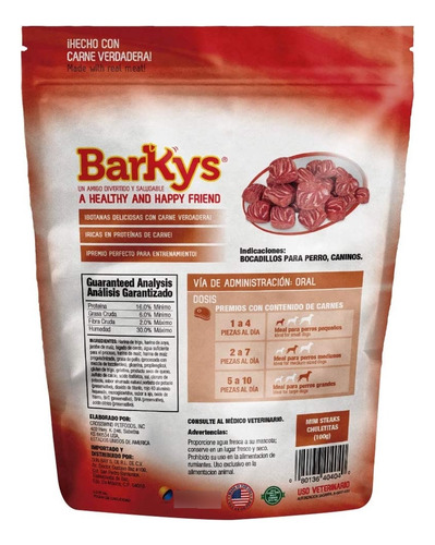 Bocadillos Para Perro Chuletitas Carne Verdadera Barkys 3pzs