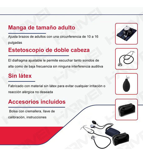 Kit Baumanómetro Aneroide Con Estetoscopio De Doble Campana Color Negro Duplex, Brazalete De 14-50Cm, Tamaño Estándar