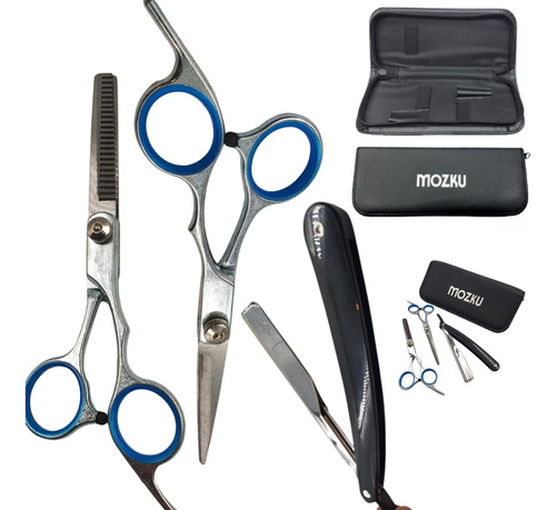 Set Estuche Mozcu  Tijera  Corte Tijera Entresacar 6 Navaja 