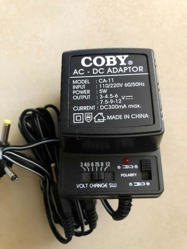 Adaptador Universal 300ma 3v/4,5v/6v/7,5v/9v/12v Nuevo Coby