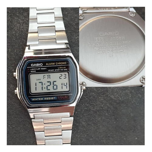 Casio Reloj A158wa Digital Vintage Acero Inoxidable 100%