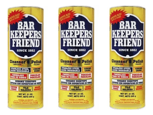 3pzas Removedor Y Pulidor De Oxido Polvo Bar Keepers Friend