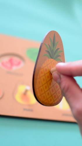 Juego Encastre Madera Con Agarre Didácticos Infantil Niños Color Frutas