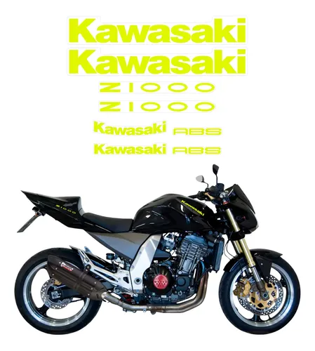 Kit Adesivos Kawasaki Z1000 Amarelo Fluorescente Kit016