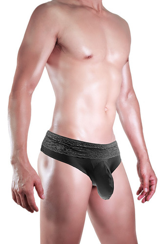 B Ropa Interior De Cintura Baja Para Hombre, Encaje De Seda