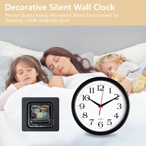 Reloj De Pared Silencioso, 12 Pulgadas De Movimiento