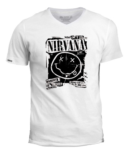 Camiseta Estampada Nirvana Live Face Banda Rock Hombre Ivk 