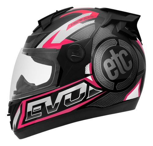 Capacete Integral Moto Evo Etc Carbon Abs Brilhante Unissex Cor Cinza - Rosa Tamanho do capacete 62