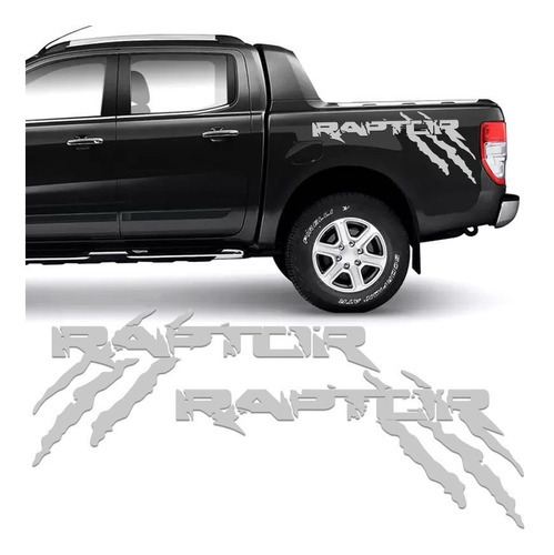 Kit Faixa Ford Ranger Raptor 2013/19 Adesivo Lateral Prata