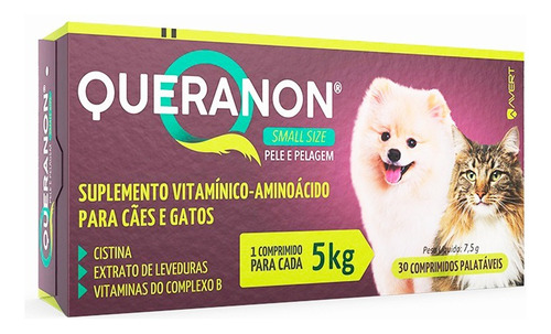 Suplemento Avert Queranon Small Size Cães E Gatos 30 Comp.