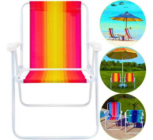Cadeira De Praia Dobravel Camping Piscina Alumínio Retrátil