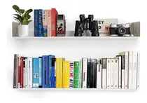 Comprar Estante Flotante 80cm Pack X2 De Chapa Repisa Libros - Muett Color Blanco